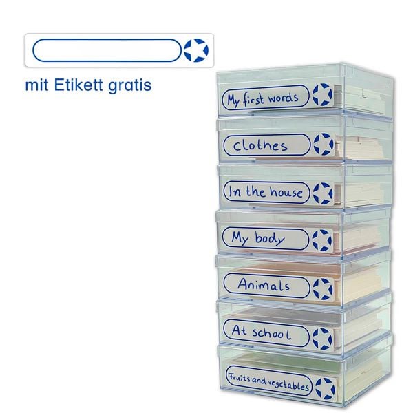 Produktbild: Meine Lesedose Englisch 1-7 - Grundwortschatz Englisch - Deutsch - DaZ - Jetzt neu mit Etikett zum Beschriften
