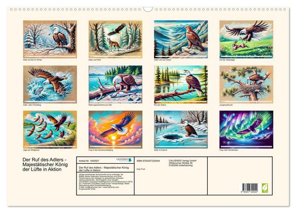 Produktbild: Der Ruf des Adlers - Majest&auml;tischer K&ouml;nig der L&uuml;fte in Aktion (Wandkalender 2026 DIN A2 quer), CALVENDO Monatskalender