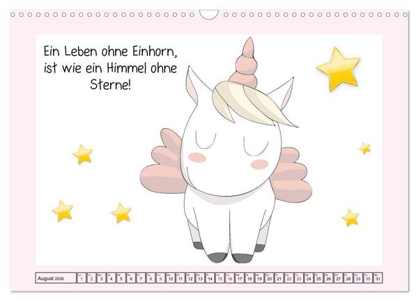Produktbild: Unicorns. Einhorn-Spr&uuml;che und Weisheiten! (Wandkalender 2026 DIN A3 quer), CALVENDO Monatskalender