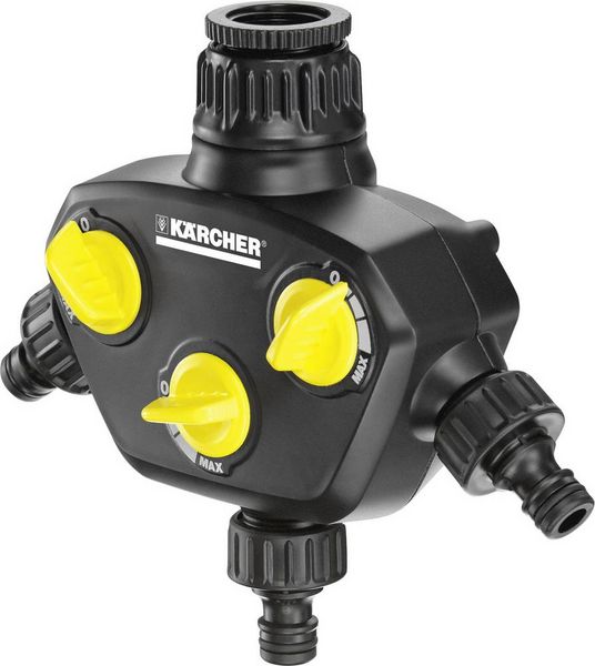 Kärcher Home & Garden 2.645-200.0 Kunststoff 3-Wege-Verteiler Steckkupplung, 25 mm (1') IG, 24,2 mm (3/4') IG mit Regulierventil