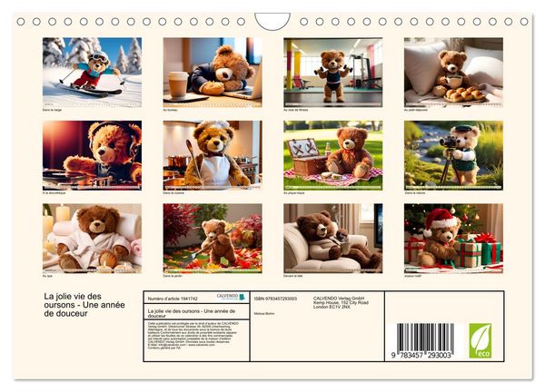 Produktbild: La jolie vie des oursons - Une ann&eacute;e de douceur (Calendrier mural 2026 DIN A4 vertical), CALVENDO calendrier mensuel