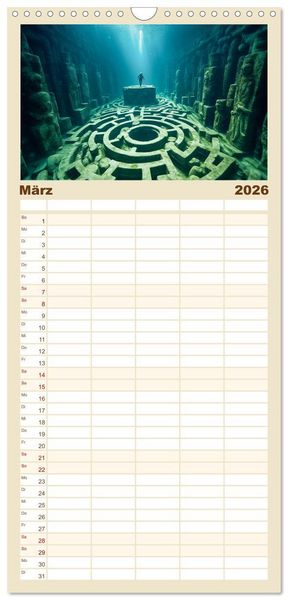 Produktbild: Familienplaner 2026 - Labyrinth Universum mit 5 Spalten (Wandkalender, 21 x 45 cm) CALVENDO