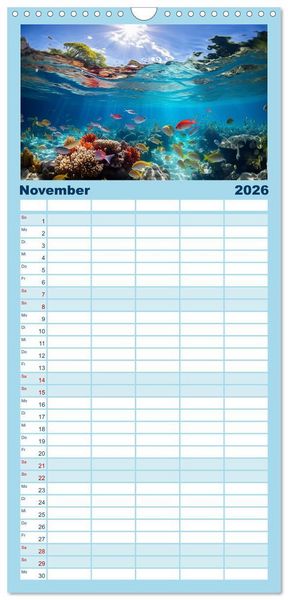 Produktbild: Familienplaner 2026 - Schnorcheltiefe mit 5 Spalten (Wandkalender, 21 x 45 cm) CALVENDO