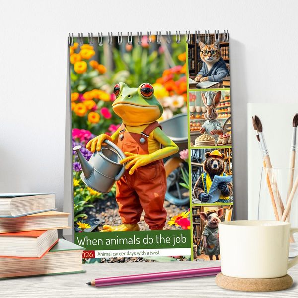 Produktbild: When animals do the job - Animal career days with a twist (Desk Calendar 2026 DIN A5 portrait), CALVENDO 12 Month DeskCalendar