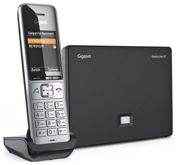 Produktbild: Gigaset BasicLine IP+COMFORT 500HX DECT, GAP, IP-DECT/GAP, VoIP Schnurloses Telefon VoIP Schwarz/Silber