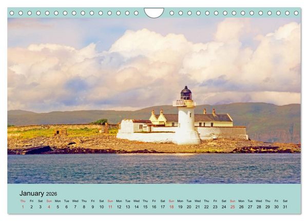Produktbild: Scottish Lighthouses - beacons along the coast of Scotland (Wall Calendar 2026 DIN A4 landscape), CALVENDO 12 Month Wall Calendar