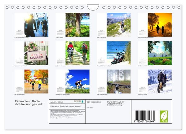 Produktbild: Fahrradtour. Radle dich frei und gesund! (Wandkalender 2026 DIN A4 quer), CALVENDO Monatskalender