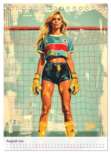Produktbild: Frauenfu&szlig;ball - Old School Poster Style (Tischkalender 2026 DIN A5 hoch), CALVENDO Monatskalender