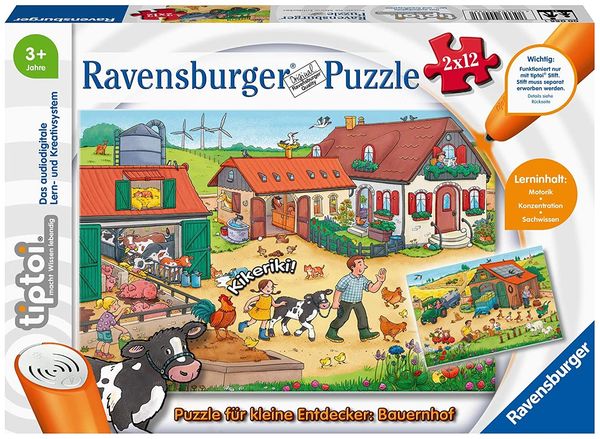 Puzzle Ravensburger tiptoi® Puzzle für kleine Entdecker: Bauernhof 2 X 12 Teile