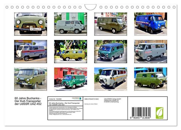 Produktbild: 60 Jahre Buchanka - Der Kult-Transporter der UdSSR UAZ-452 (Wandkalender 2026 DIN A4 quer), CALVENDO Monatskalender