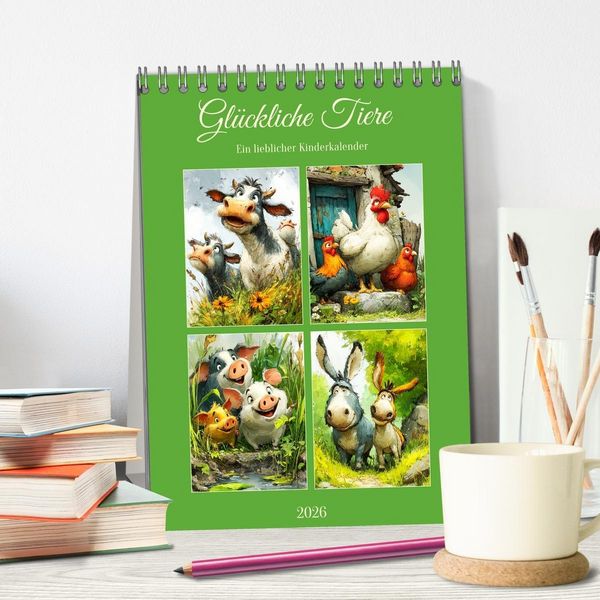 Produktbild: Hurley, R: Gl&uuml;ckliche Tiere. Ein lieblicher Kinderkalender (