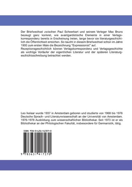 Produktbild: Paul Scheerbart: Briefwechsel mit Max Bruns 1889-1903 und andere Dokumente