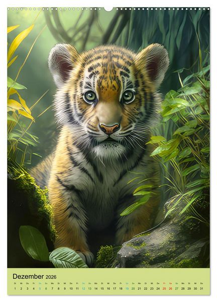 Produktbild: Dschungelbabys - Artwork (hochwertiger Premium Wandkalender 2026 DIN A2 hoch), Kunstdruck in Hochglanz