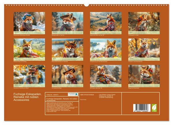 Produktbild: Fuchsige Eskapaden. Reineke mit noblen Accessoires (hochwertiger Premium Wandkalender 2026 DIN A2 quer), Kunstdruck in Hochglanz