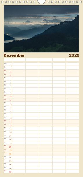 Produktbild: Familienplaner Goldene Stunde - Landschaftsbilder der Schweiz (Wandkalender 2022 , 21 cm x 45 cm, hoch)