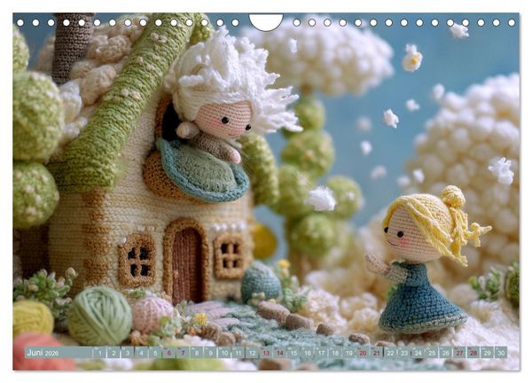 Produktbild: Amigurumi M&auml;rchenstunde nach den Gebr&uuml;dern Grimm (Wandkalender 2026 DIN A4 quer), CALVENDO Monatskalender