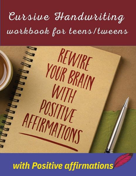 Produktbild: Cursive handwriting workbook for teens/tweens with positive affirmation