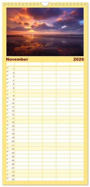 Produktbild: Familienplaner 2026 - Nordseebad Wremen - Strandimpressionen mit 5 Spalten (Wandkalender, 21 x 45 cm) CALVENDO