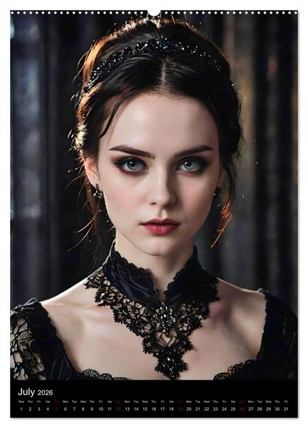 Produktbild: AI Gothic world - Mystical beauties of the night (Wall Calendar 2026 DIN A2 portrait), CALVENDO 12 Month Wall Calendar
