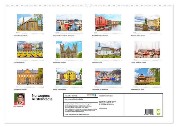 Produktbild: Norwegens K&uuml;stenst&auml;dte (Wandkalender 2026 DIN A2 quer), CALVENDO Monatskalender