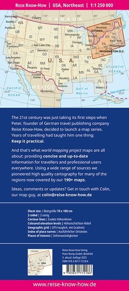 Produktbild: Reise Know-How Landkarte USA, Nordost / USA, Northeast (1:1.250.000) : Maine, Maryland, New York, Ohio, West Virginia, ...