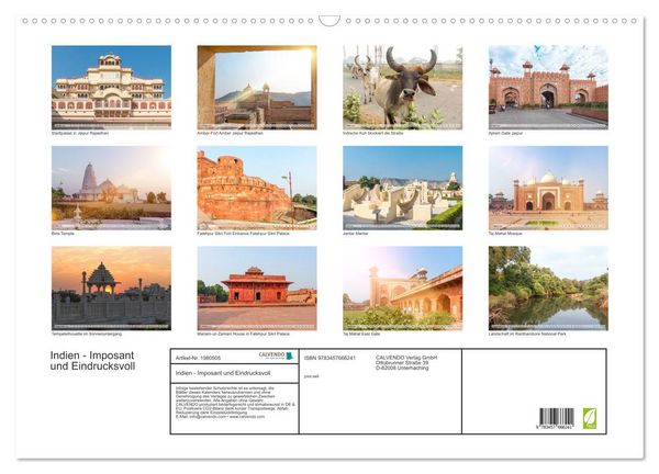 Produktbild: Indien - Imposant und Eindrucksvoll (Wandkalender 2026 DIN A2 quer), CALVENDO Monatskalender