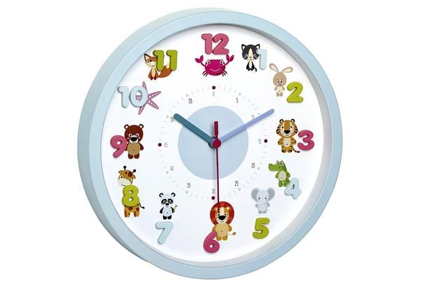 Produktbild: TFA Dostmann Little Animals Quarz Wanduhr 30.9cm x 4.4cm Hellblau