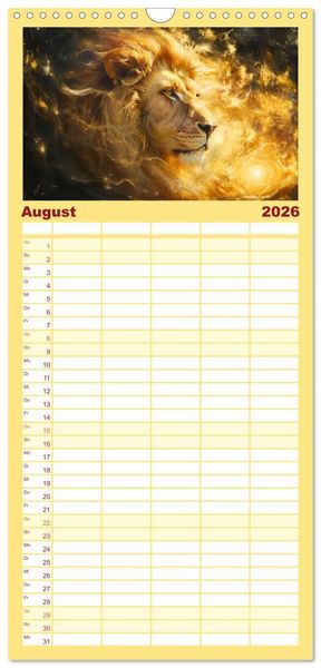 Produktbild: Familienplaner 2026 - Sternzeichen-Kalender - Galaktische Portr&auml;ts mit Datum mit 5 Spalten (Wandkalender, 21 x 45 cm) CALVENDO