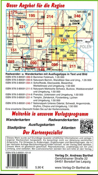 Produktbild: Radwander- und Wanderkarte Angerm&uuml;nde, Eberswalde, Niederfinow, Bad Freienwalde (Oder) und Umgebung