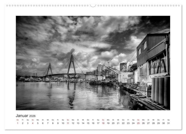 Produktbild: SYDNEY Monochrom (hochwertiger Premium Wandkalender 2026 DIN A2 quer), Kunstdruck in Hochglanz