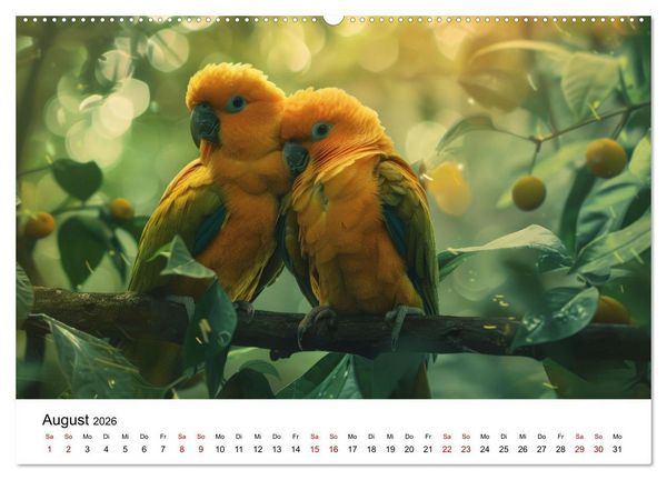 Produktbild: Papageien - Farbenfrohe Paradiesv&ouml;gel (Wandkalender 2026 DIN A2 quer), CALVENDO Monatskalender