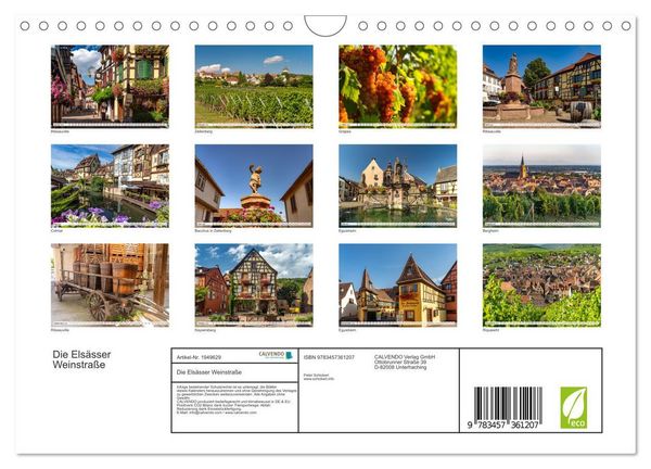 Produktbild: Die Els&auml;sser Weinstra&szlig;e (Wandkalender 2026 DIN A4 quer), CALVENDO Monatskalender