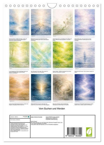 Produktbild: Vom Suchen und Werden (Wandkalender 2027 DIN A4 hoch), CALVENDO Monatskalender
