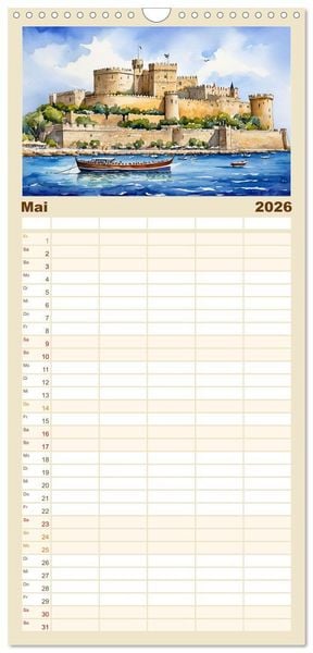 Produktbild: Familienplaner 2026 - Kalimera Griechenland mit 5 Spalten (Wandkalender, 21 x 45 cm) CALVENDO