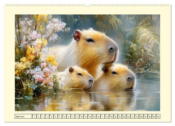 Produktbild: Capybaras. Zarte Momente zwischen Wasser und Wiesen (Wandkalender 2027 DIN A2 quer), CALVENDO Monatskalender