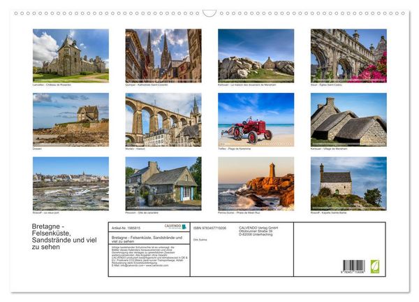 Produktbild: Bretagne - Felsenk&uuml;ste, Sandstr&auml;nde und viel zu sehen (Wandkalender 2026 DIN A2 quer), CALVENDO Monatskalender