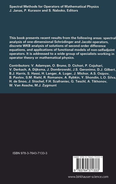 Produktbild: Spectral Methods for Operators of Mathematical Physics