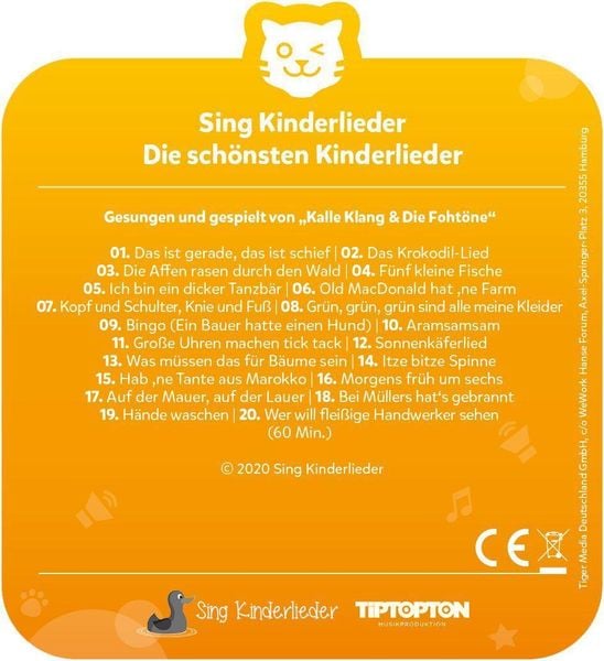 Produktbild: tigercard - Sing Kinderlieder - Die sch&ouml;nsten Kinderlieder