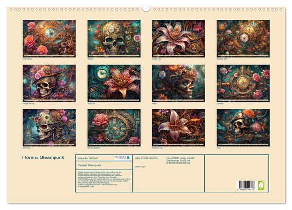 Produktbild: Floraler Steampunk (Wandkalender 2026 DIN A2 quer), CALVENDO Monatskalender