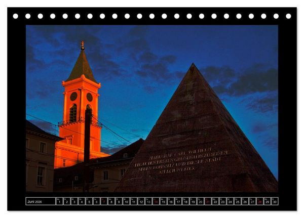 Produktbild: Karlsruhe Tag und Nacht (Tischkalender 2026 DIN A5 quer), CALVENDO Monatskalender