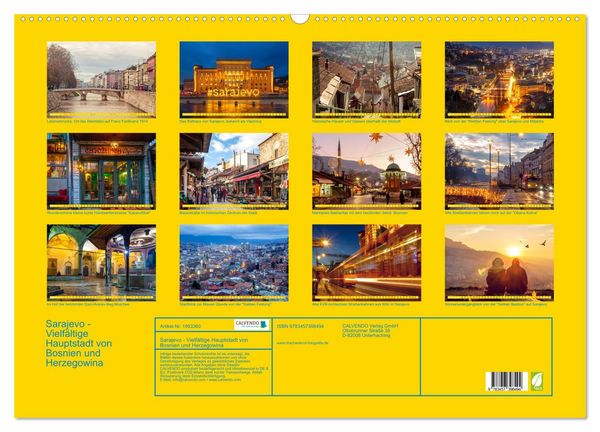 Produktbild: Sarajevo - Vielf&auml;ltige Hauptstadt von Bosnien und Herzegowina (Wandkalender 2026 DIN A2 quer), CALVENDO Monatskalender