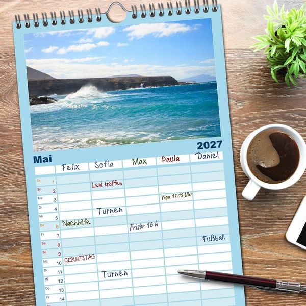 Produktbild: Familienplaner 2027 - Fuerteventura mit 5 Spalten (Wandkalender, 21 x 45 cm) CALVENDO