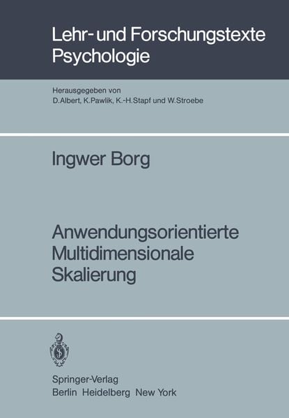 Anwendungsorientierte Multidimensionale Skalierung, Taschenbuch von I. Borg, Springer Berlin, 9783540110798