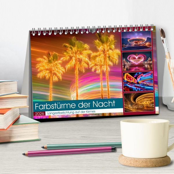 Produktbild: Farbst&uuml;rme der Nacht (Tischkalender 2026 DIN A5 quer), CALVENDO Monatskalender