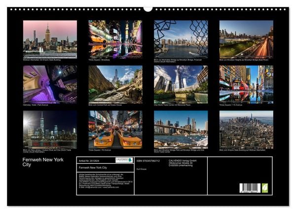 Produktbild: Fernweh New York City (Wandkalender 2026 DIN A2 quer), CALVENDO Monatskalender