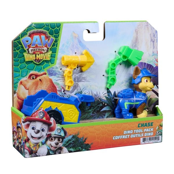Produktbild: PAW Patrol: Der Dino Film, Chase' Dino Werkzeug-Pack, Chase-Figur mit Anh&auml;nger und Werkzeugen