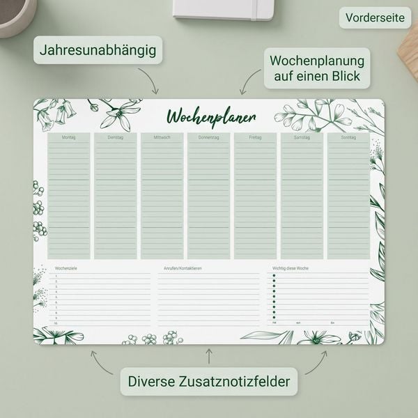 Produktbild: Schreibunterlage Design mit Wochenplan
