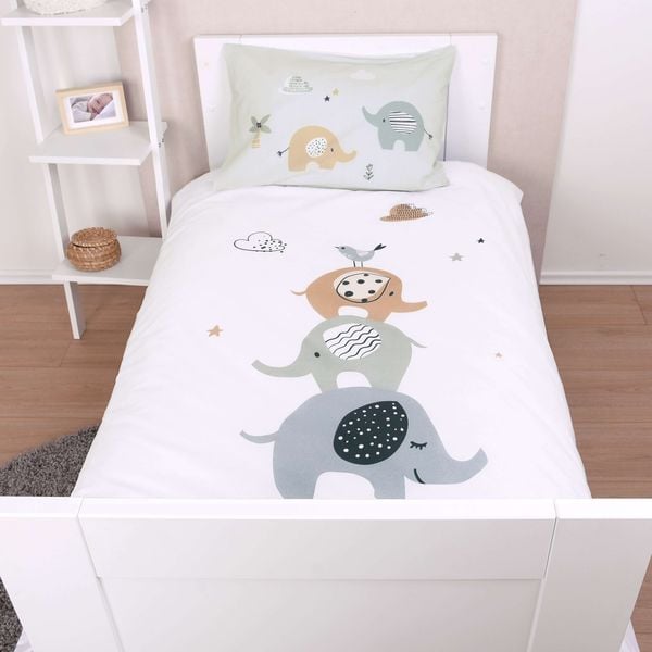 Produktbild: babybest&reg; 2485261063 - Elephants Bettw&auml;sche (Made in Green), 40x60 cm + 100x135 cm, 100% Baumwolle