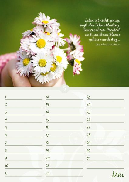 Produktbild: Geburtstagskalender Bl&uuml;tenpracht - immerw&auml;hrend - (21 x 30)