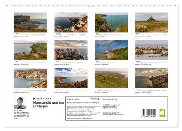 Produktbild: K&uuml;sten der Normandie und der Bretagne (hochwertiger Premium Wandkalender 2026 DIN A2 quer), Kunstdruck in Hochglanz